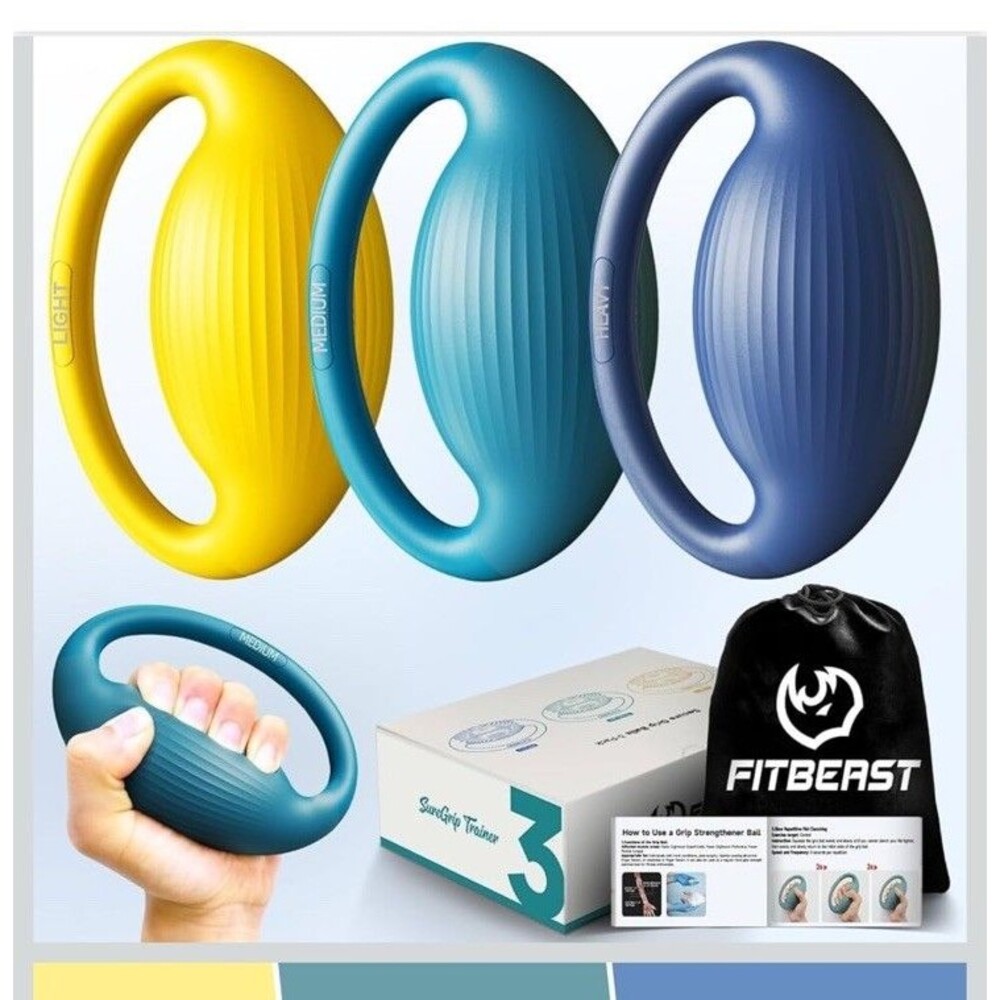 Hand Exercise Balls - 3 Resistance Levels Stress Balls for Adults, Squeeze Balls
